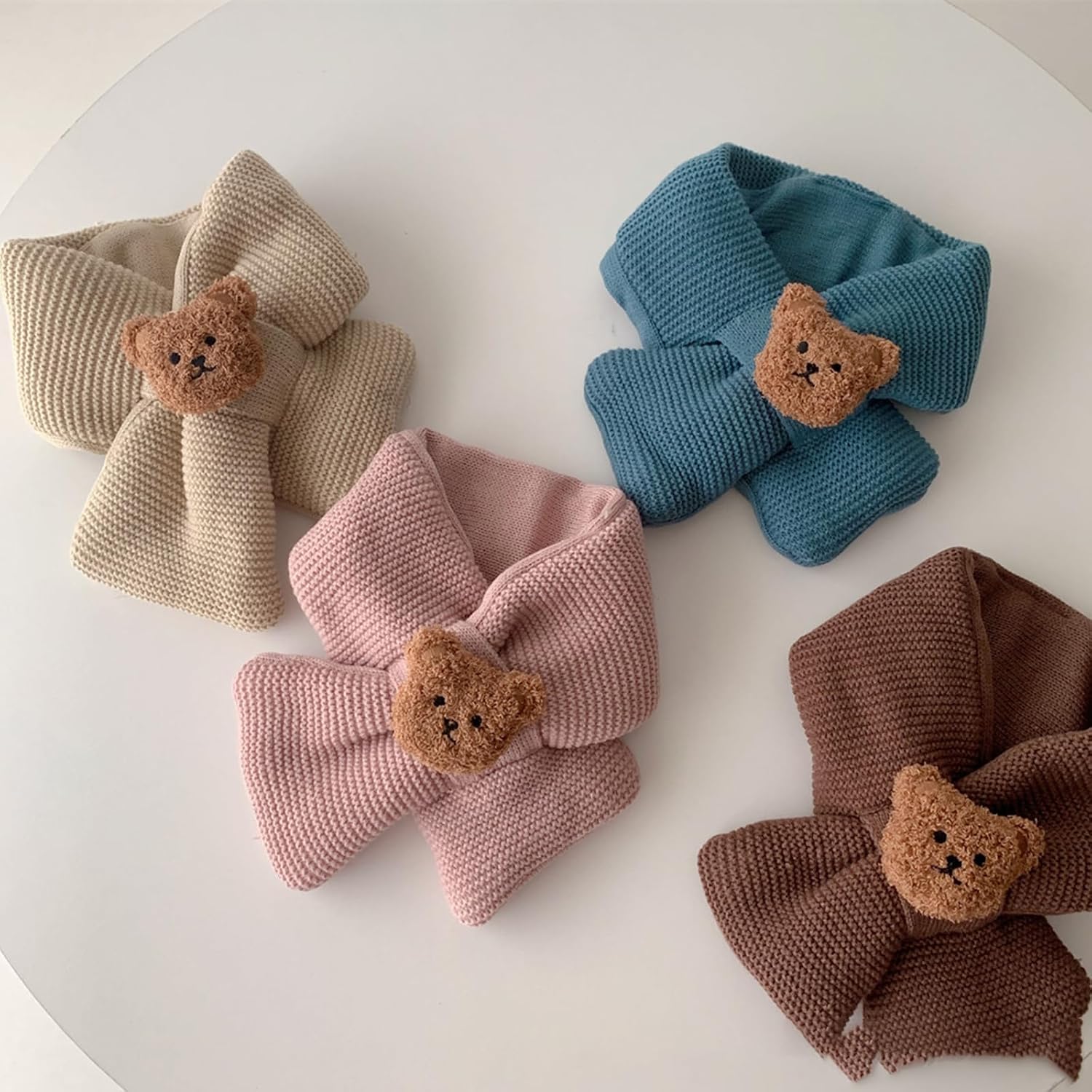 Warm Winter Scarves Cute Bear Scarf Boy Girl Soft Wool Thicken Neck Cover Neckerchief (for 0-3Years) Winte