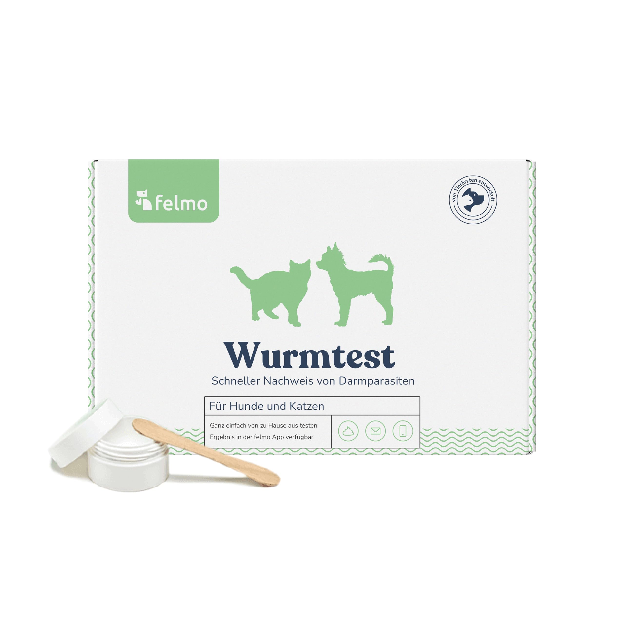 felmo Wurmtest-Kit für Hunde und Katzen – Nachweis von Hakenwürmern, Peitschenwürmern, Spulwürmern & Giardien, Laborergebnisse in 2–3 Werktagen, ideale Ergänzung zum Tierarztbesuch
