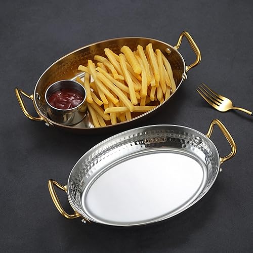 Miniatura 7 de RSBFER Paella española de acero inoxidable 304 con asas dobles antiquemaduras, adecuada para el hogar, restaurantes y varias fuentes de calor, oro