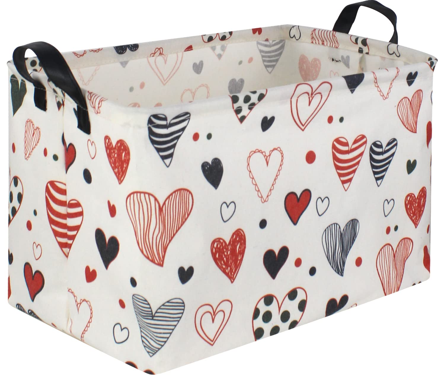 Rectangular Kids Storage Basket,Heart Baskets Organizer.Cute Storage Bin with Handles. Love Basket,Girls Room Decor,Toys Box,Gifts Bins Empty.(Line Love)