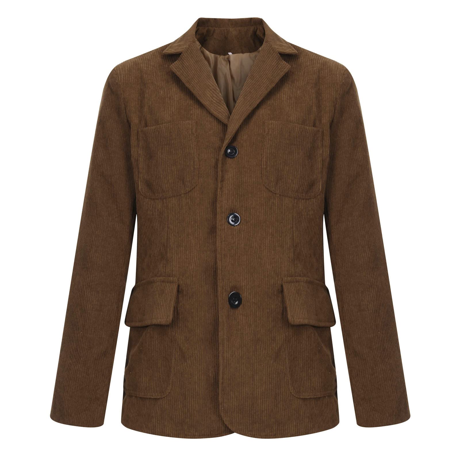 Herren Cord Sakko Blazer Lange Ärmel Revers Cord Blazer Slim Fit Modern Klassisch Anzug Jacke Einreihig Jacke Anzugjacke Casual Mantel