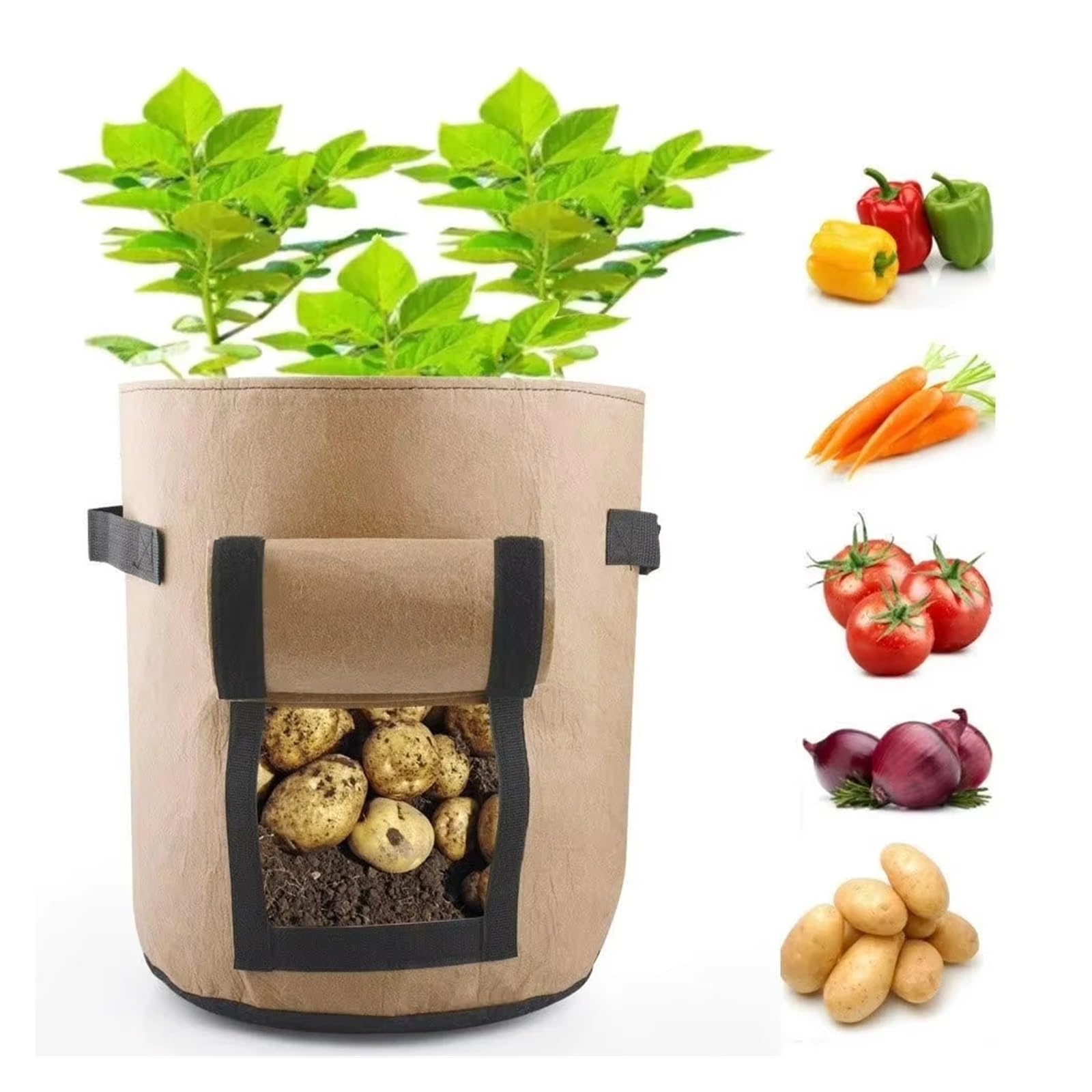 HWJFDC Potato Growing Bags 1 Pack，10 Gallon Potato Grow Bags，Potato Bag,Potatoes In A, Bags For Growing,Garden Planting Pot With Durable(Brwon)