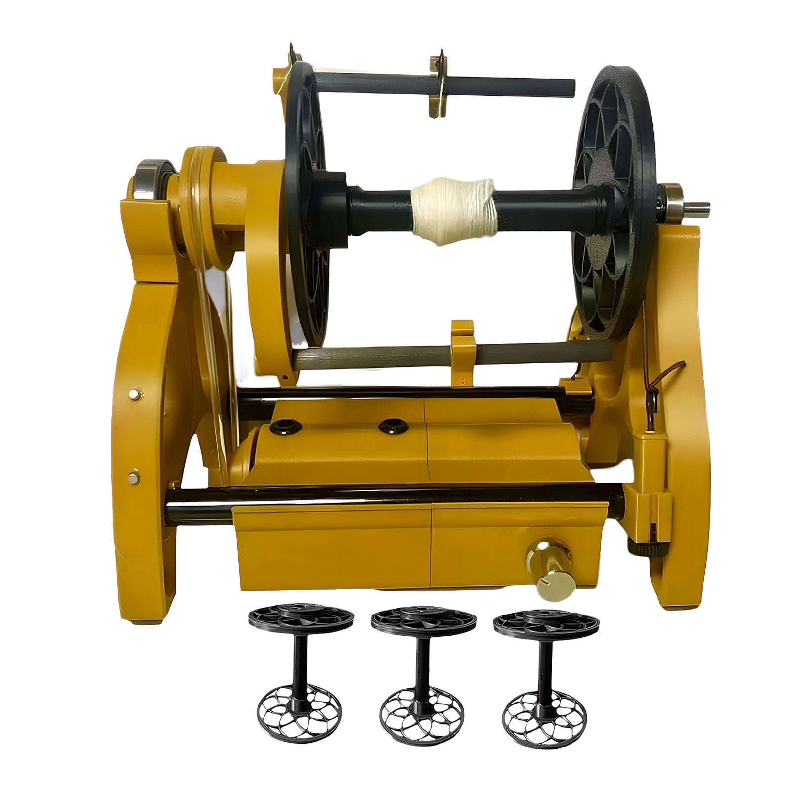YXYLJOZ Electric Spinnings Wheel for Yarn, 12V Automatic Knitting Yarn Winding Machine, 800 RPM for Yarn Weaving and Blending, Ideal for Crafting and Roving Projects (Yellow)