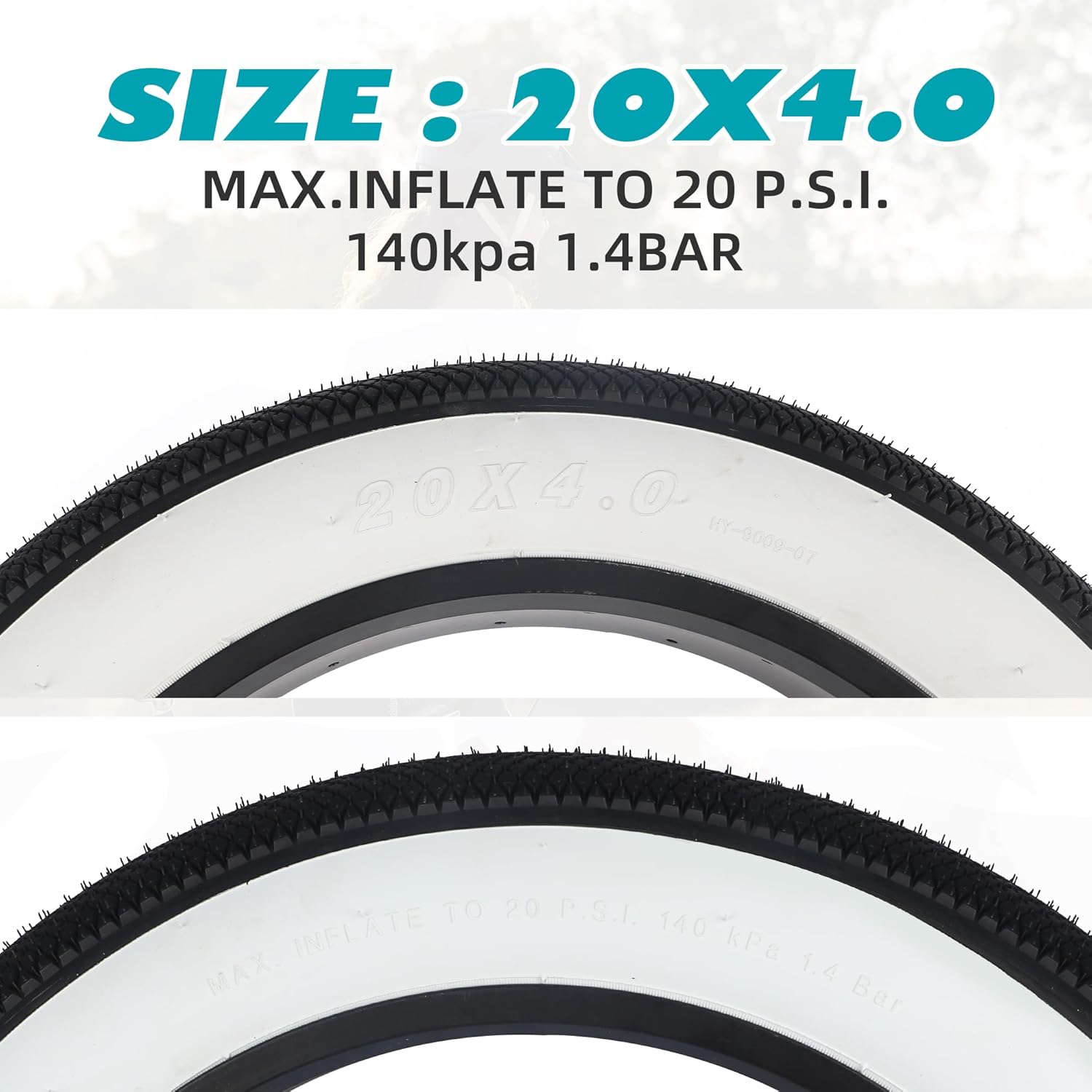E Bike 20/26x4.0 Fat tire 20 x 4 Fat tire 20x4 Bike tire 1 Pack Heavy Duty High-Performance Wear-Resistant E-Bike Mountain Snow Bike Tire ，Fat Bike Tires，Brown Wall/White Wall/Black