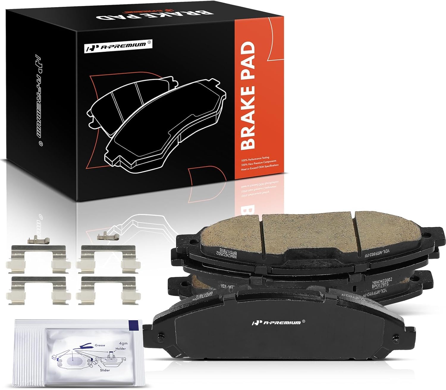 A-Premium Front Ceramic Brake Pads Set Compatible with Ford Models - Mustang 2015 2016 2017 2018 2019 2020 2021 2022, 4-Pack