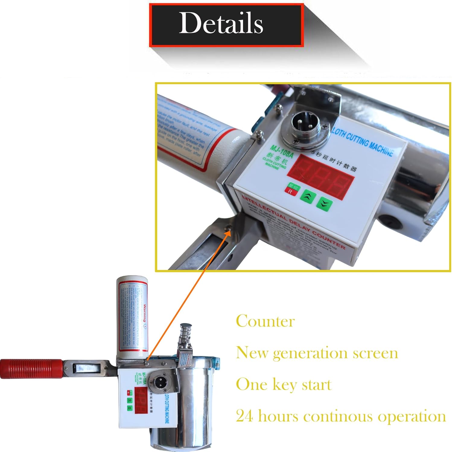 Cloth Cutting Machine High Speed Fabric Cutting Machine Cloth Cutter Fabric End Cutter with 86" Rack & Digital Counter for Clothing, Textiles, Leather 220V