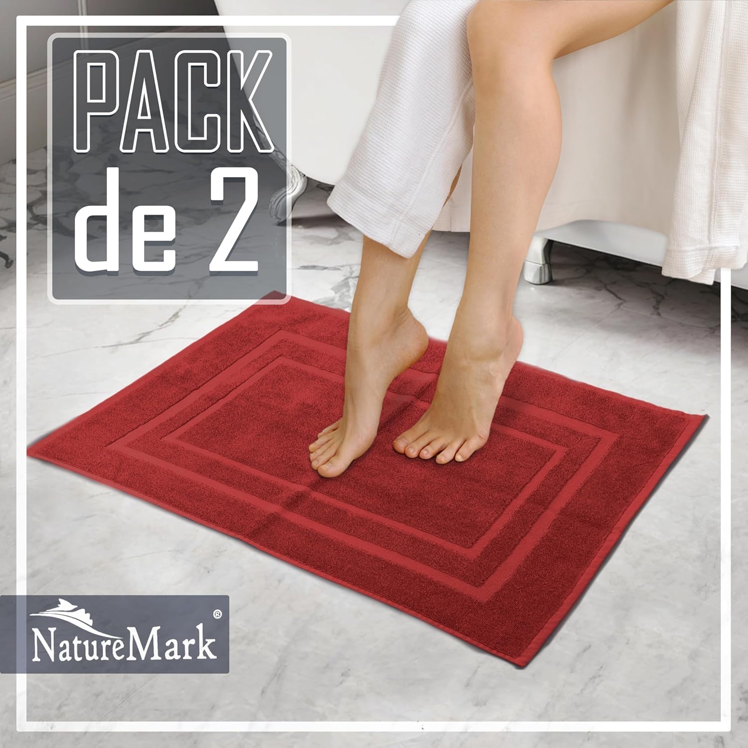 Tapis De Bain TRAMAS+ 100% Coton - 50x80 Cm, 870 G - Ultra Absorbant, Doux Et Lavable - Beige