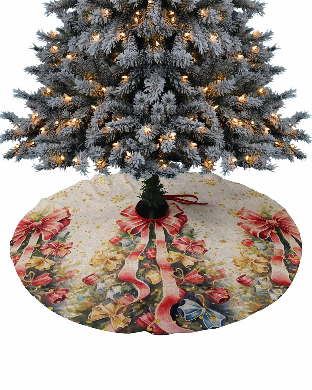 EBaokuup 85-Inch Extra Large Reversible Christmas Tree Skirt – Red & White Double-Sided Gift Bag - View #10