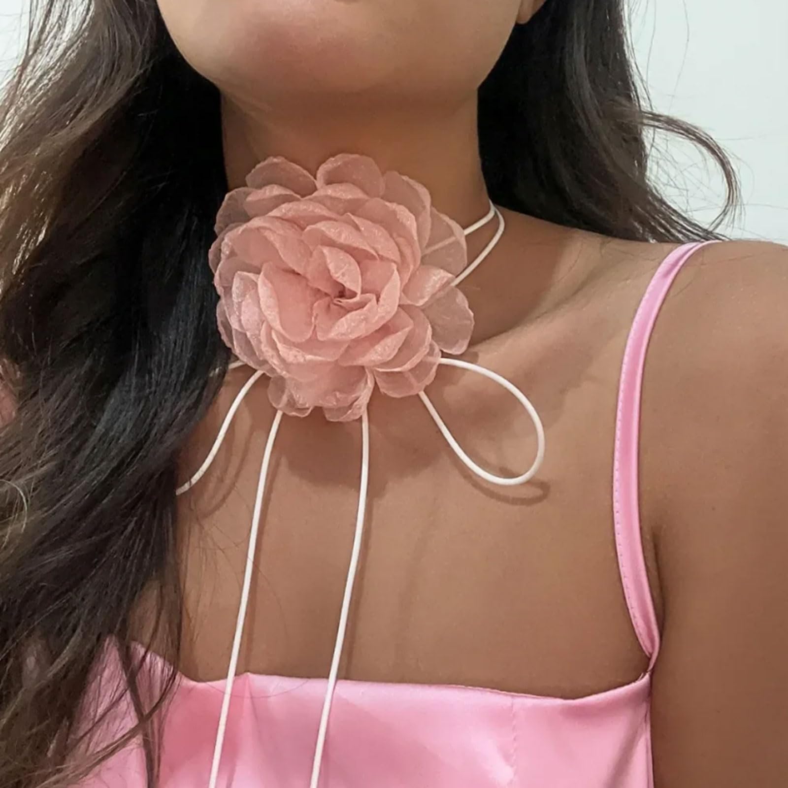 Collier Ras De Cou Avec Grosse Fleur - Longueur 9-32 Pouces - Neuf Avec étiquettes - Bijou Fantaisie