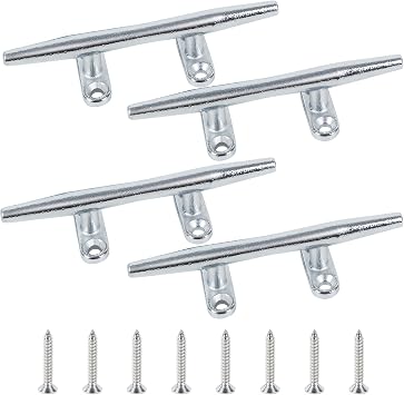 Dock Cleats 2 Pack/4 Pack Boat Dock Cleats with Stainless Steel Screws Hot Dipped Chrome Plated Cast Iron Boat Cleats Marine Grade Dock Cleats Rope Cleats