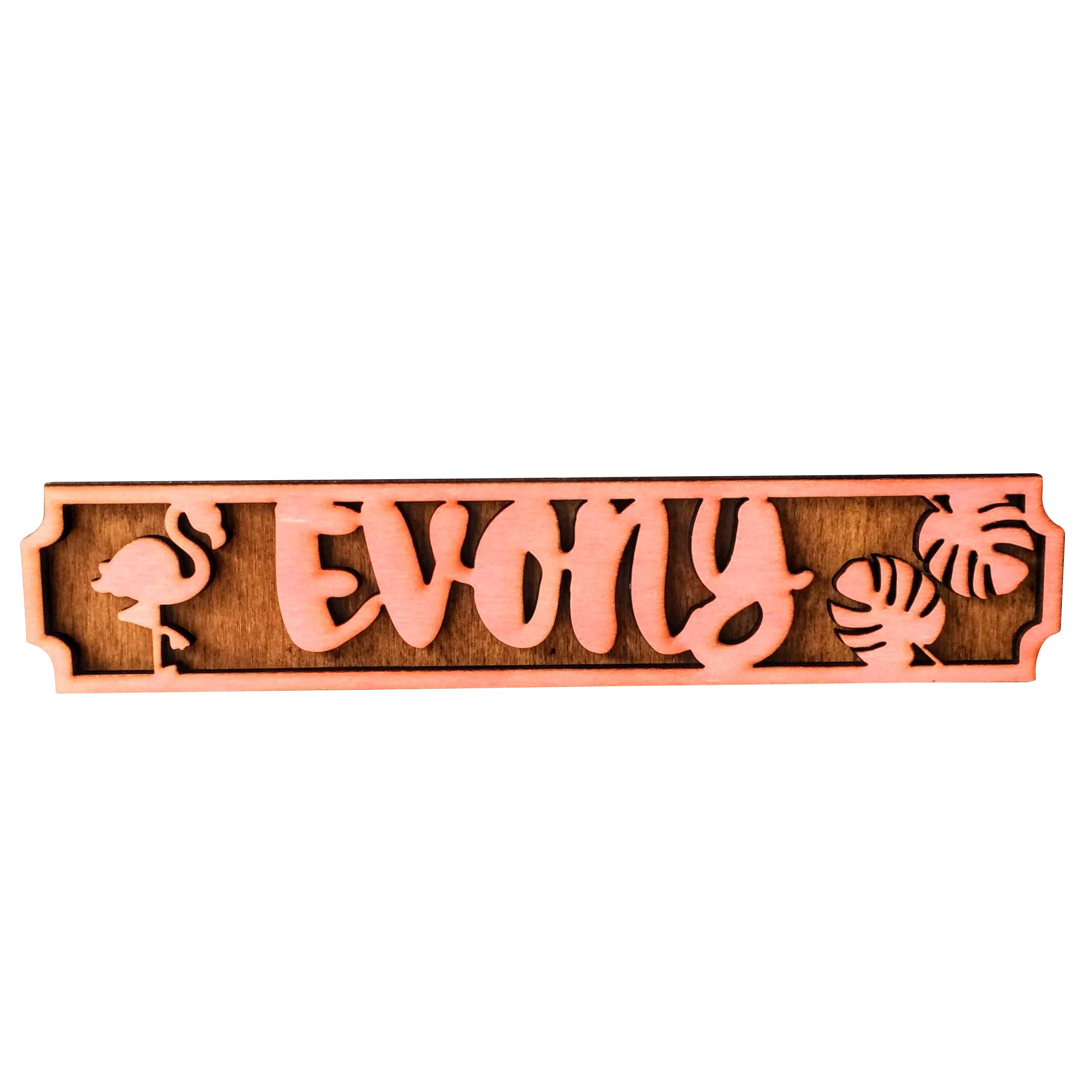 Wooden Flamingo Name Sign - Personalised child's bedroom wall,door, furniture plaque