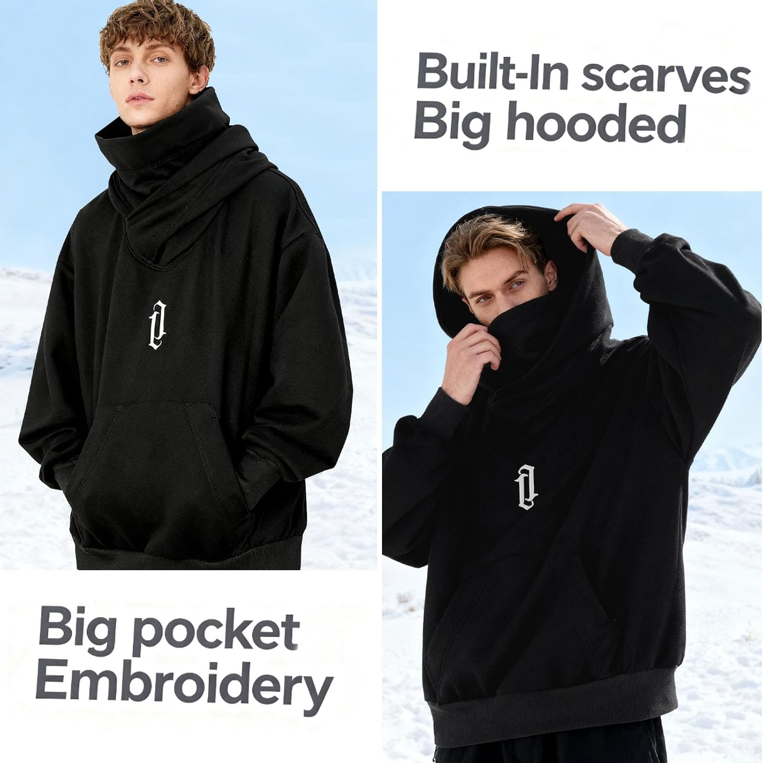 Men's Long Sleeve Fleece Hoodie Lightweight Tech Wear Soft Cotton Pullover Unisex Casual Hooded Sweatshirts - Image 4