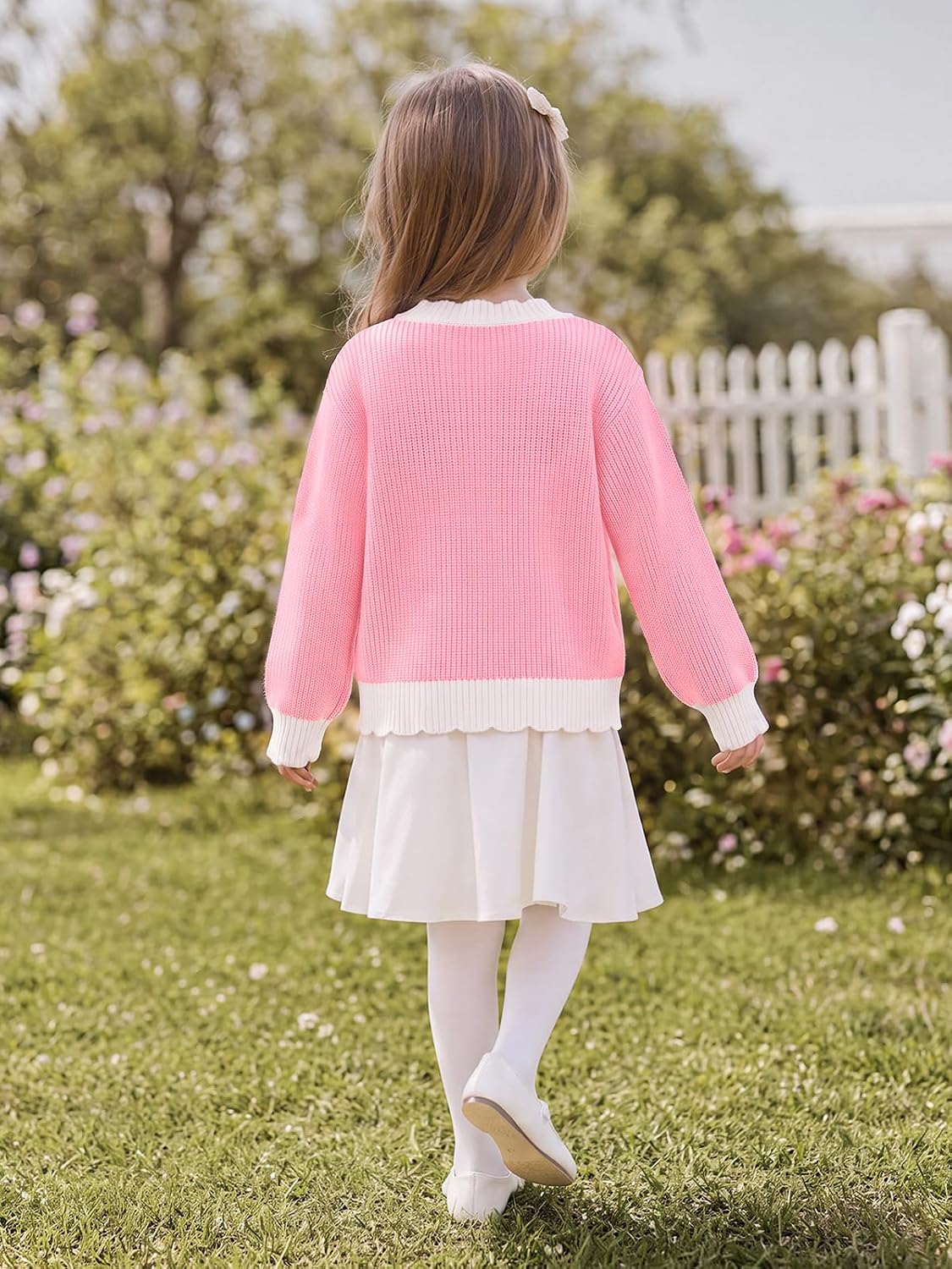 Haloumoning Toddler Baby Girl Cable Knit Sweater Cute Crewneck Pullover