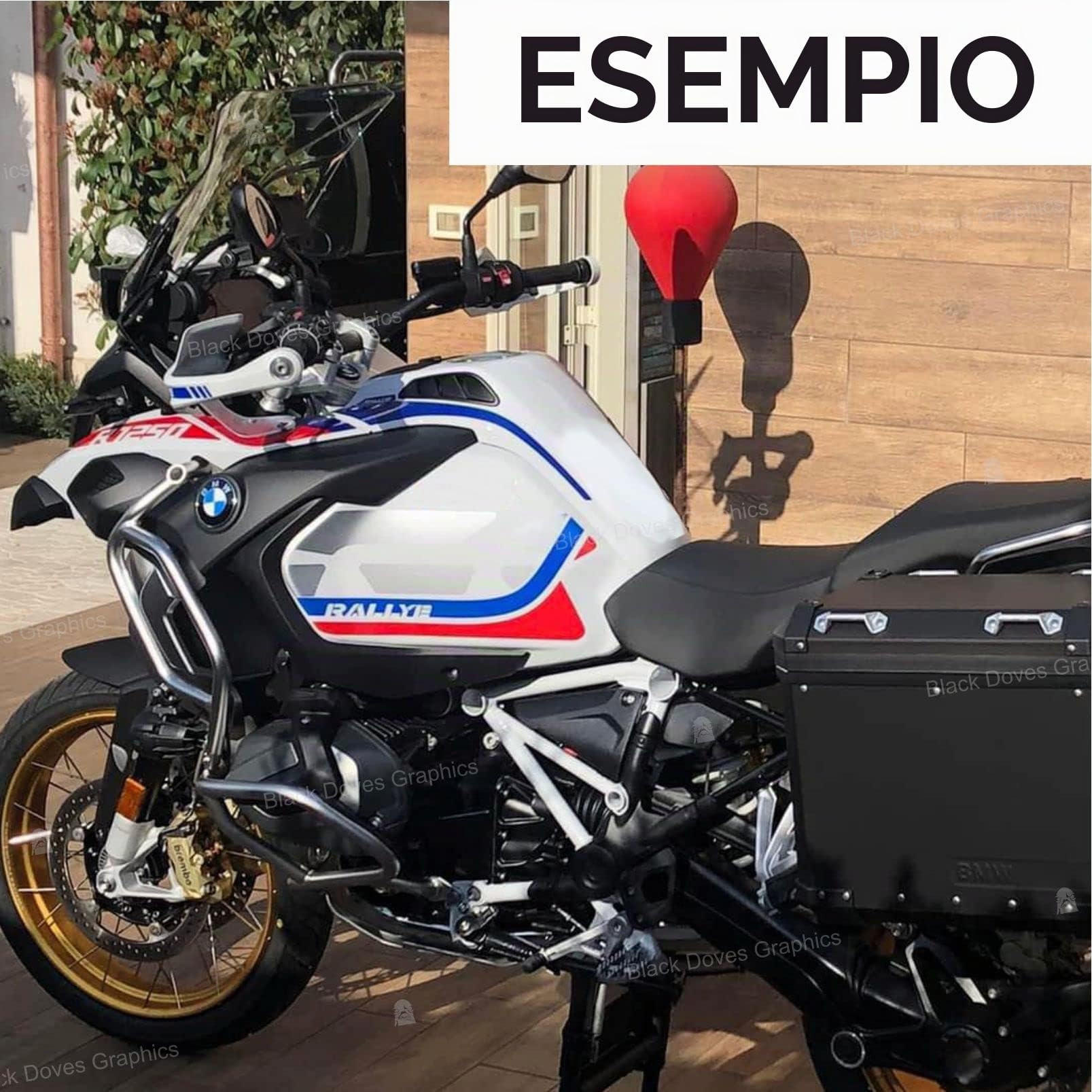 n.2 Adesivi per Fiancate Serbatoio compatibile con/sostitutivo BMW Motorrad R 1200 1250 GS Adventure LC RALLYE (Graphite-Blu-Rosso)