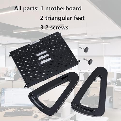 Miniatura 4 de DISFAT Reposapiés para debajo del escritorio, reposapiés ergonómico ajustable de 6 alturas con rodillos de masaje, taburete portátil debajo del