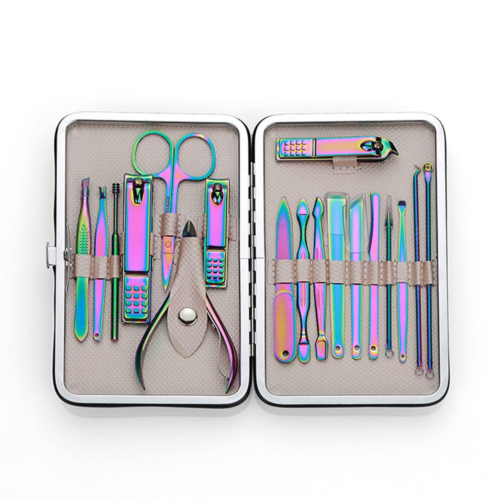 SaryEdge Manicure Set Professional Nail Clipper Kit- 18 Pcs Manicure Cutters Nail Clipper Set Household Stainless Steel Ear Spoon Clippers Pedicure Scissors Tool,
