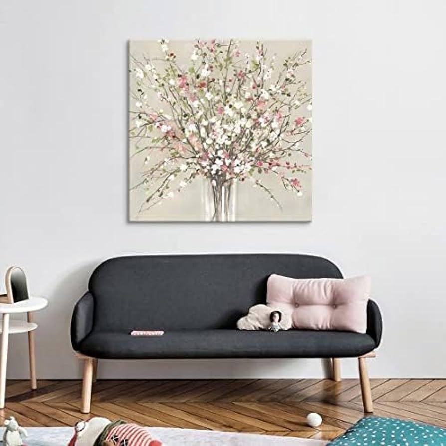 Amazon.co.jp: アートパネル 桃の花 ポスター手描き 絵画 壁画