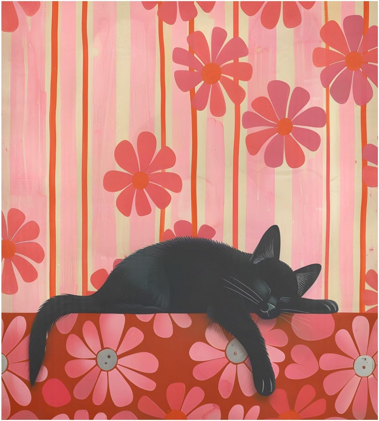 Dishwasher Magnet Cover Large Magnetic Stickers Black Cat Flower Front Dishwasher Cover for Home Kitchen Refrigerator Decorative Lid