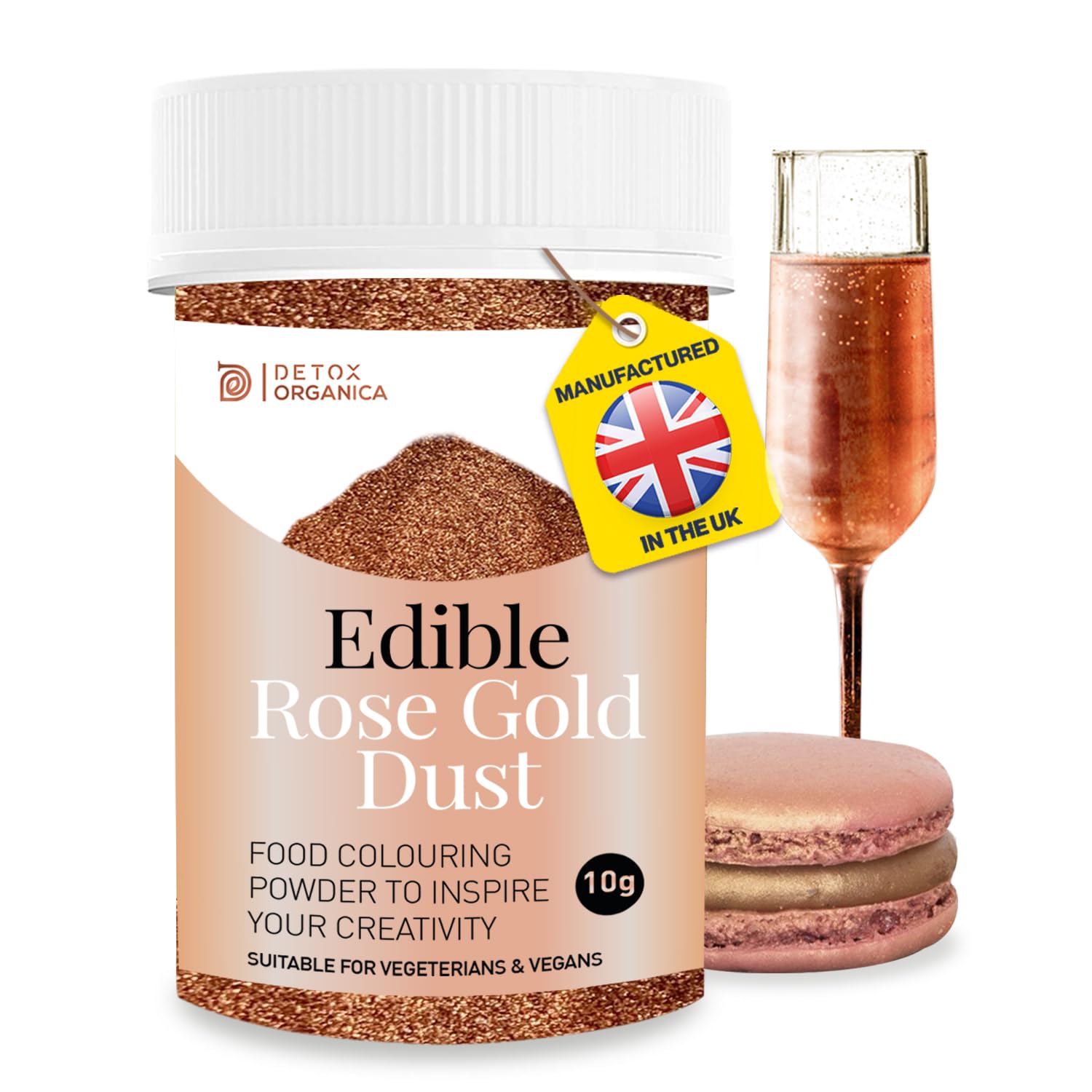 Edible Rose Gold Dust 10g – Rose Gold Luster Dust Edible Glitter for Cakes - Edible Cake Decorations for Cakes Icing, Muffins, Drinks, Cake Decorations, Vegan, Gluten Free