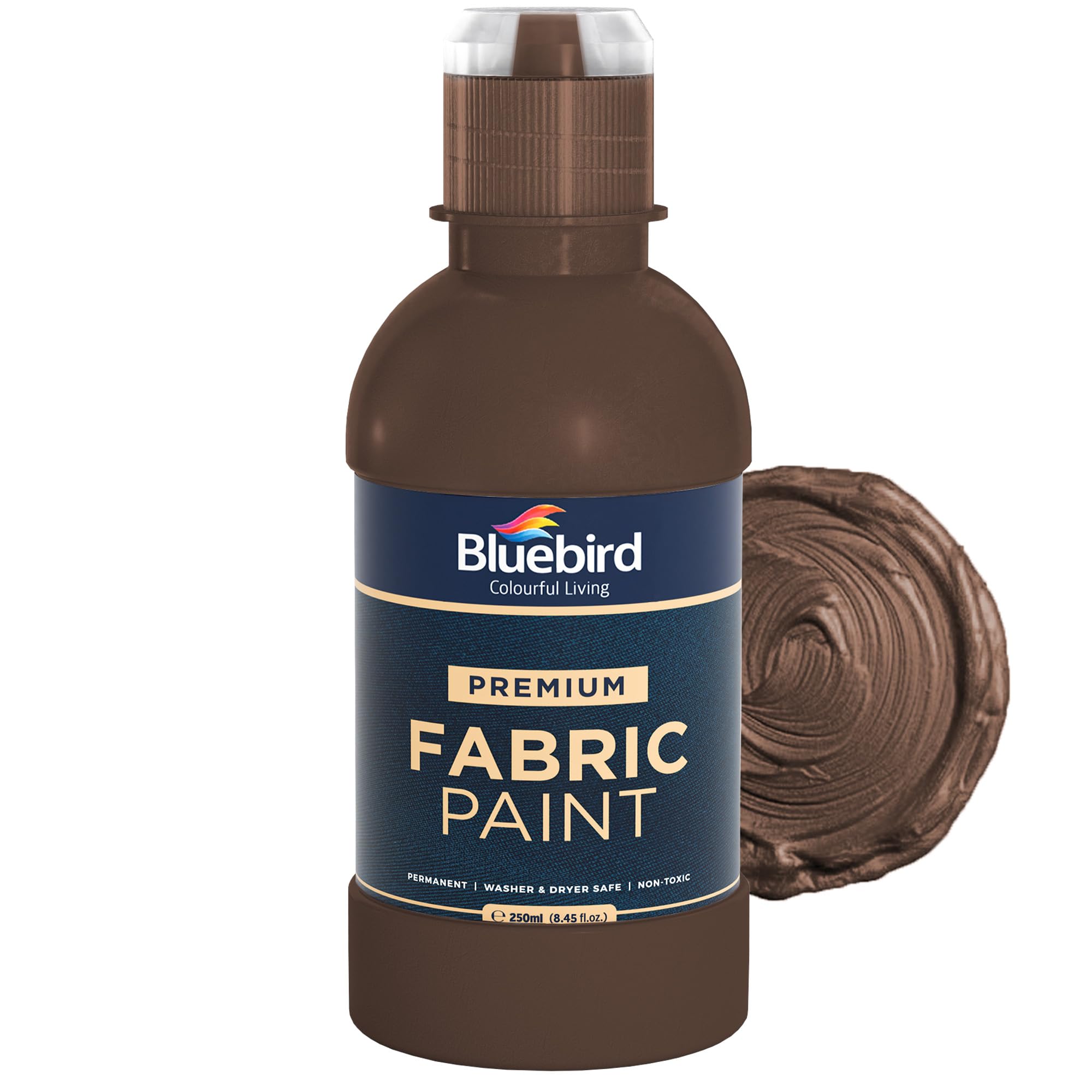 BLUEBIRD Fabric Paint, Vandyke Brown, 8.5 Fl Oz, Permanent Fabric Paints for Clothes, Furniture Upholstery