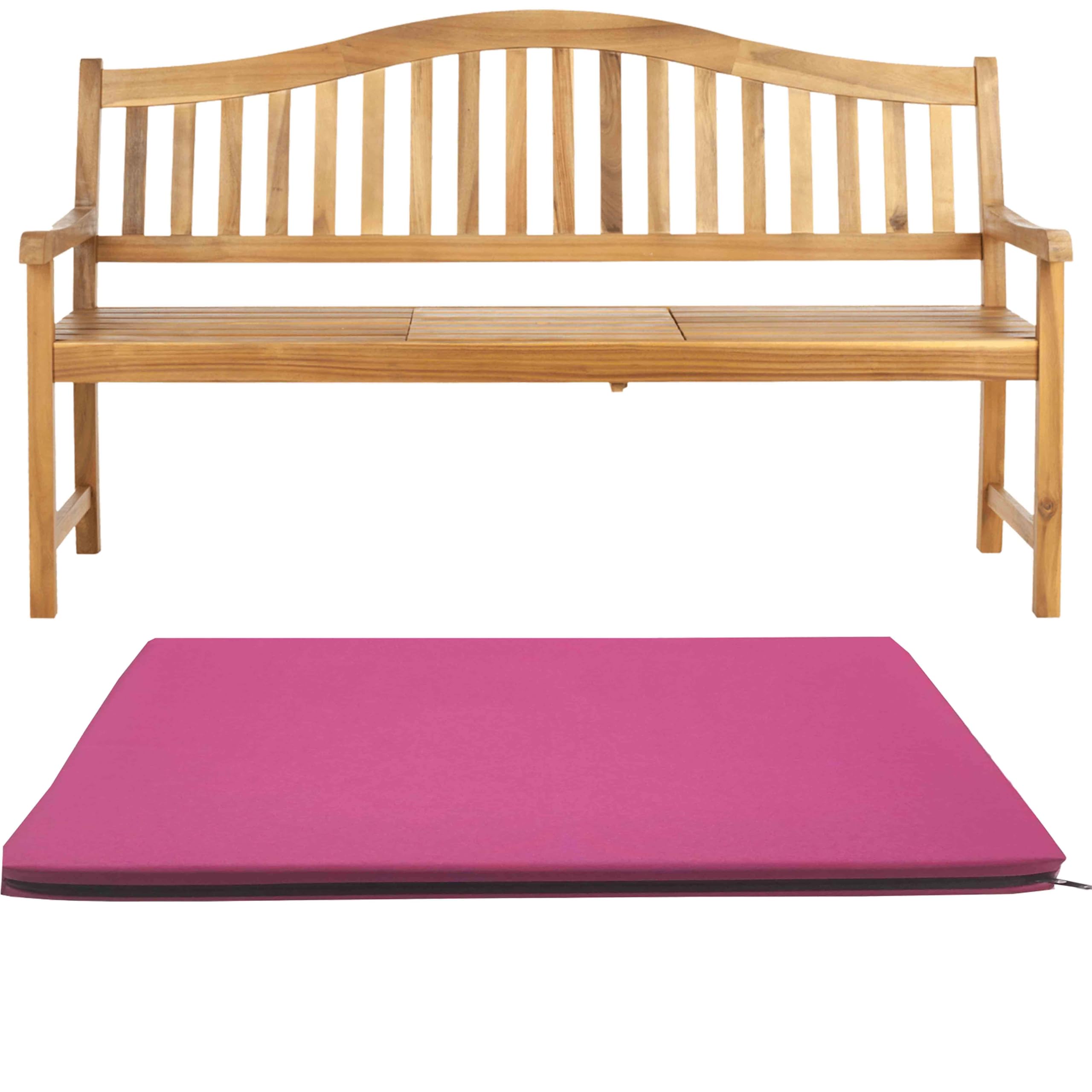 GRIZZLY FOAM Waterproof 1 2 3-Seater Indoor/Outdoor Bench Pad Seat Cushion Garden Furniture Comfortable with Removable Cover Ask for Any Customized Size (Pink, 20x20x2inch 50x50x5cm)