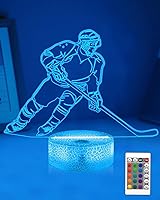 Vista 12 de Attivolife Luz nocturna de jugador de fútbol americano para niños, lámpara LED de ilusión de rugby 3D, 16 colores cambiantes con control remoto