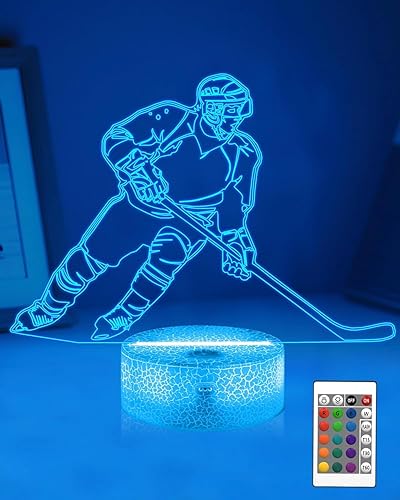 Miniatura 12 de Attivolife Luz nocturna de jugador de fútbol americano para niños, lámpara LED de ilusión de rugby 3D, 16 colores cambiantes con control remoto