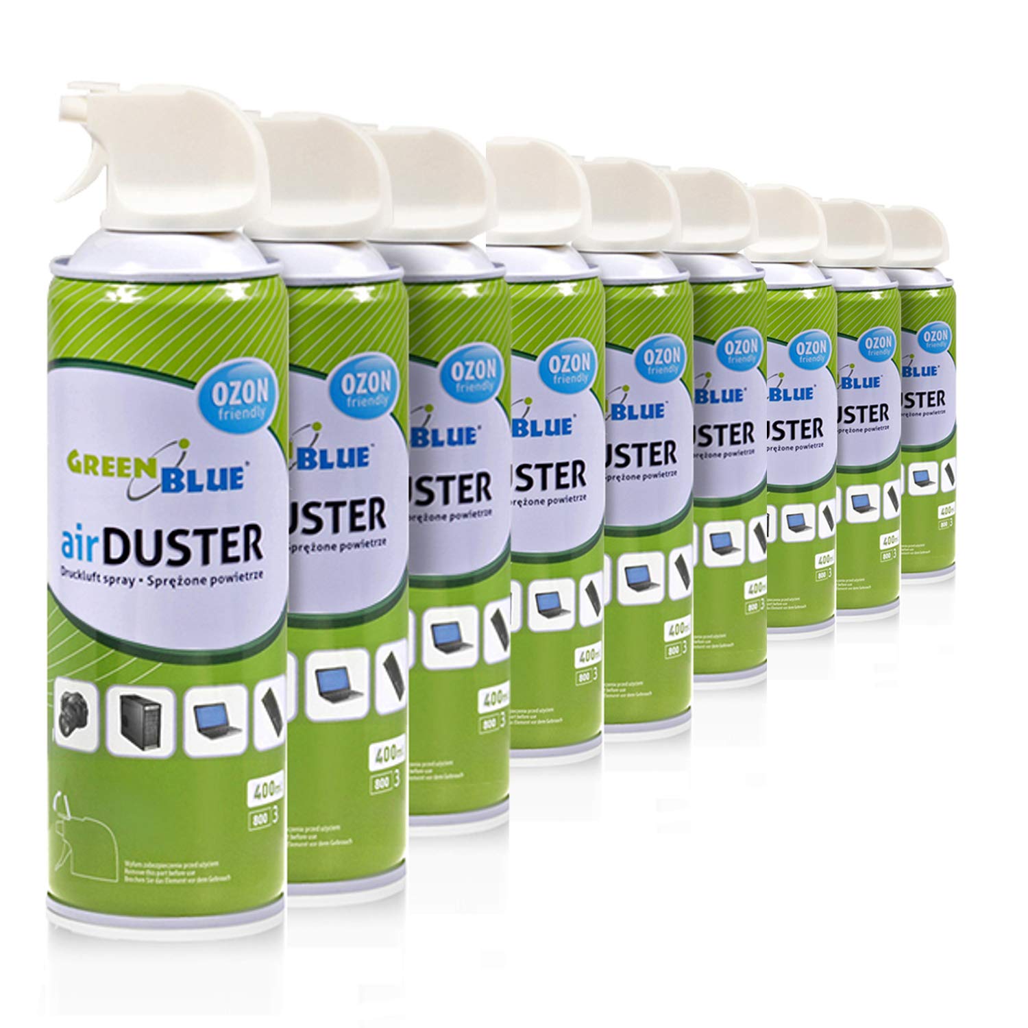 GreenBlue GB400 Air Duster nettoyage vaporisateur à air comprimé nettoyant à air comprimé 9x400ml (9)