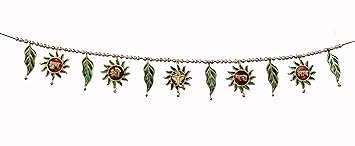 Evisha Golden Aluminium Metal Sun,Ashok Leaves Leaf Toran Bandharwar Home Decor Festival Decoration Hanging