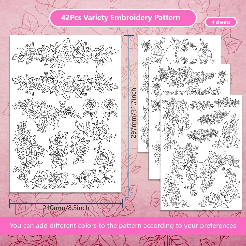 Rose Embroidery Stabilizers - Beginner Sewing Kits -2