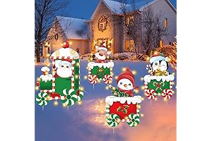Wironlst 8-Piece Outdoor Christmas Train Yard Signs with LED Lights