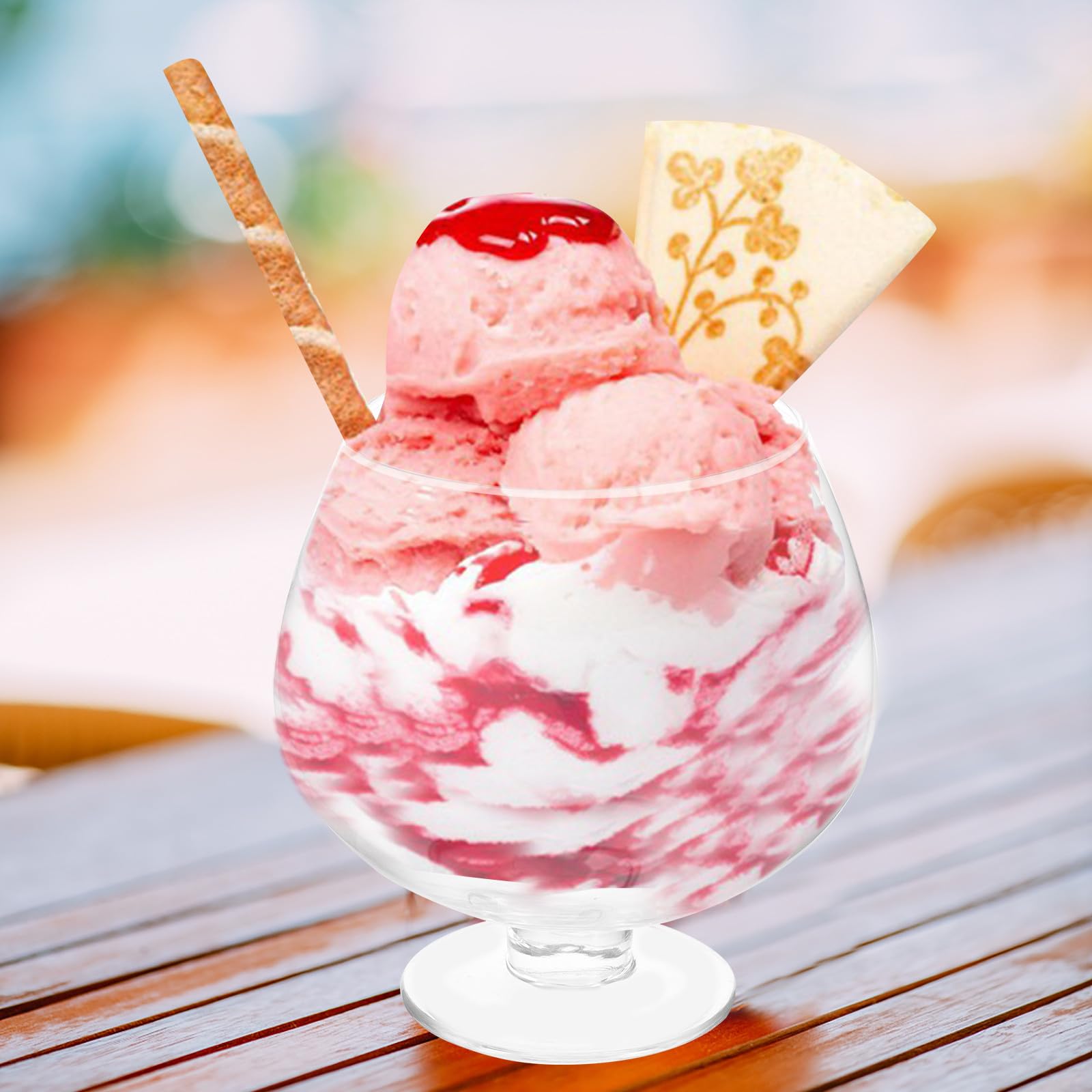 MAGICLULU Coppa di Gelato in Vetro Grande 1500ml Design Raffinato e Capiente Bicchiere da Dessert Gambo Resistente e Adatto al Frigorifero