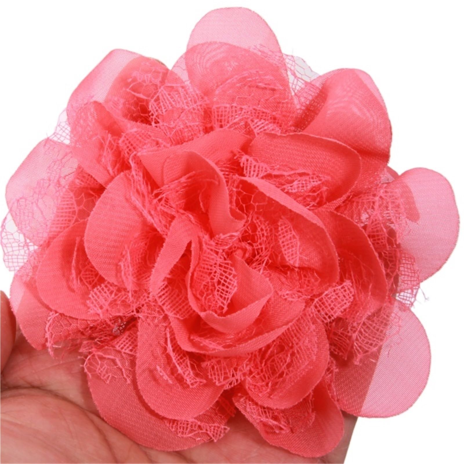 Wtaxbh Coral Iron On Patches 7Pcs 11Cm Chiffon Organza Fabric Rose Flowers Wedding Dress Clothing Headwear Decoration Diy Headdress Decor Craft Project(Coral)