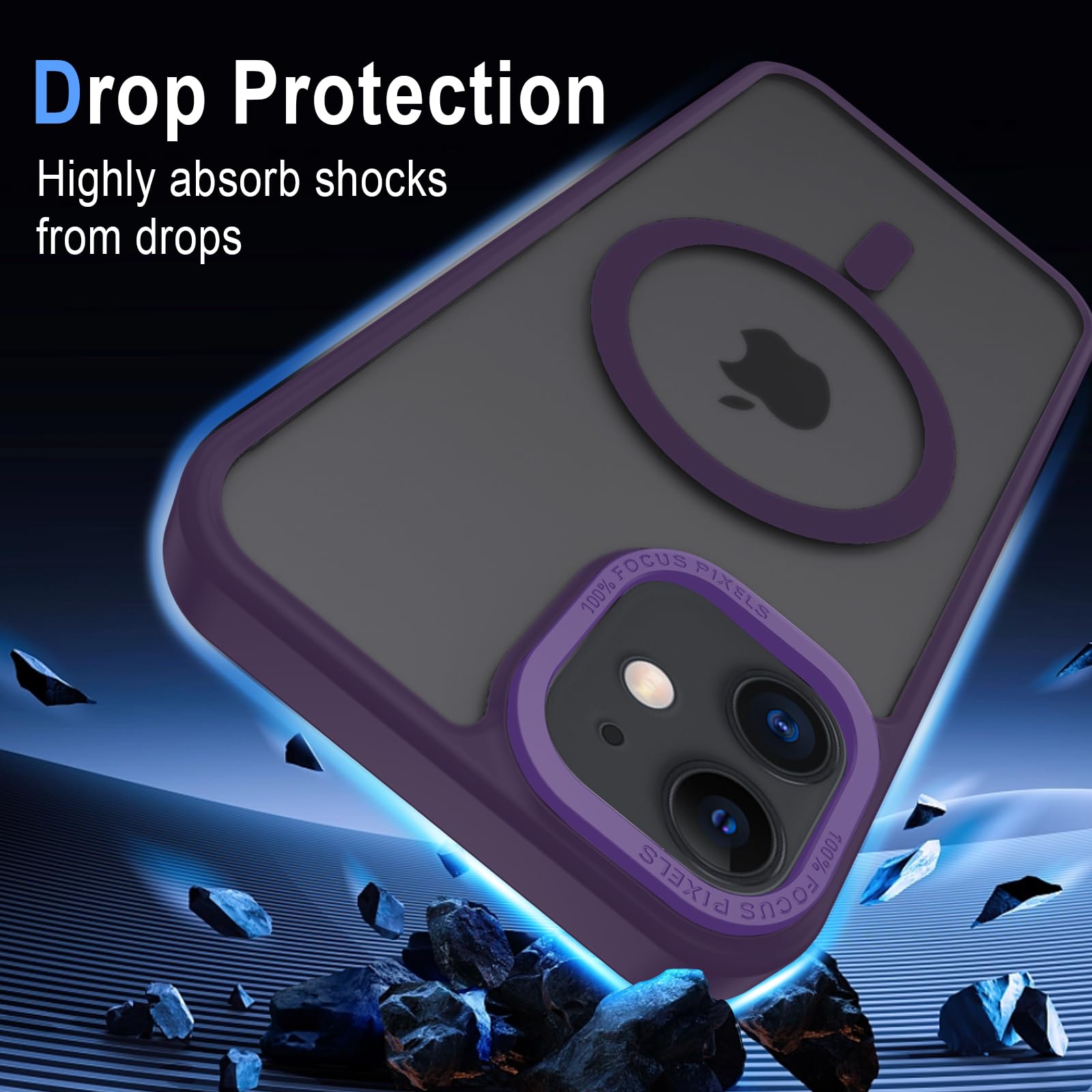 XTCASE Cover Magnetica per iPhone 12/12 Pro [Compatibile con MagSafe], Custodia Traslucida Opaca Posteriore Resistente ai graffi TPU Bumper Antiurto Sottile Protettiva Case, Viola