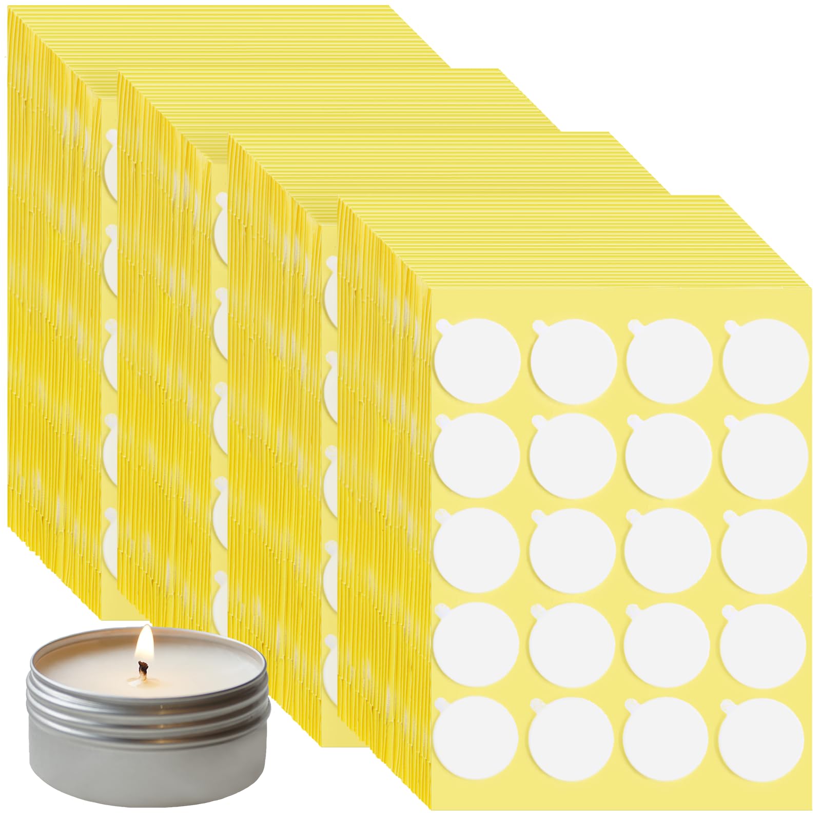 2400 mechas para velas, pegatinas de doble cara resistentes al calor con cola pequeña para hacer velas.