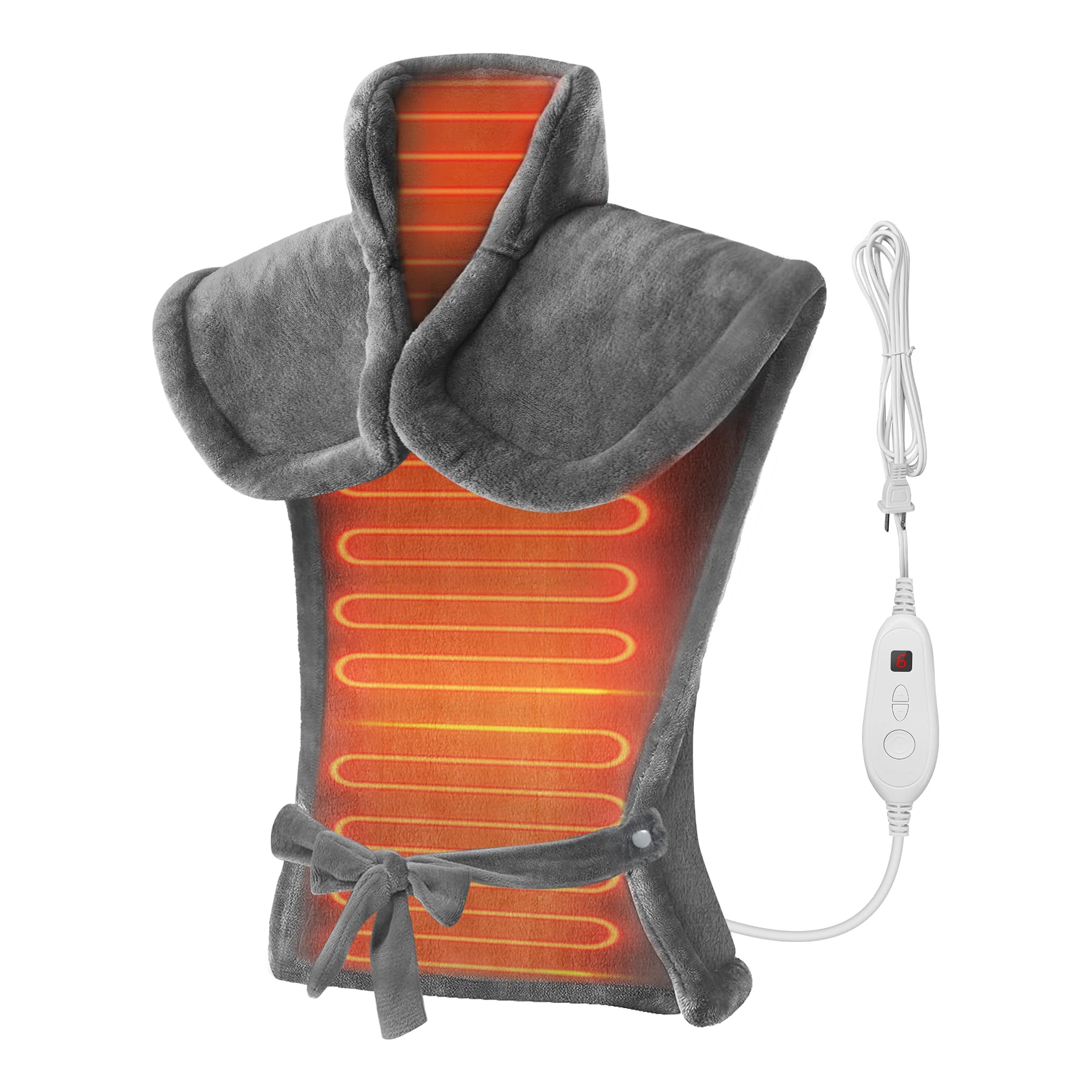 Snailax Heating Pad for Back Pain Relief, Christmas Gifts, Large Heating Pad for Neck Shoulder Back, Neck Warmer Weighted Wearable Back Heated Pad, Auto Shut Off, (Grey)Global Recycled StandardGlobal Recycled StandardGlobal Recycled Standard