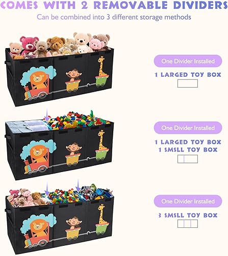 Miniatura 6 de Caja de juguetes XL - Contenedores de almacenamiento de juguetes con tapas, baúl plegable para niños y niñas, organizador de juguetes grandes con