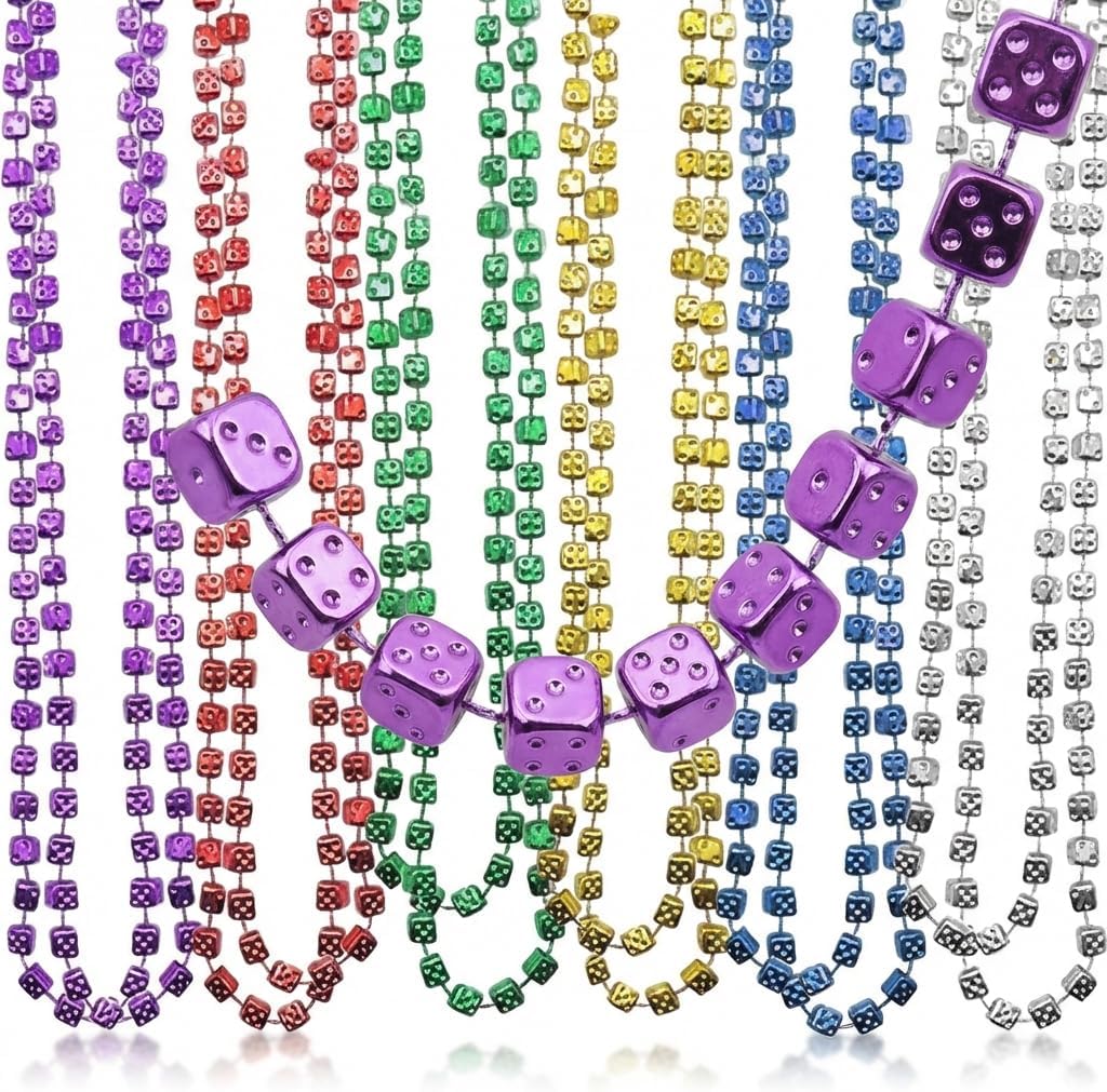 Bunco Dice Mardi Gras Bead Necklaces