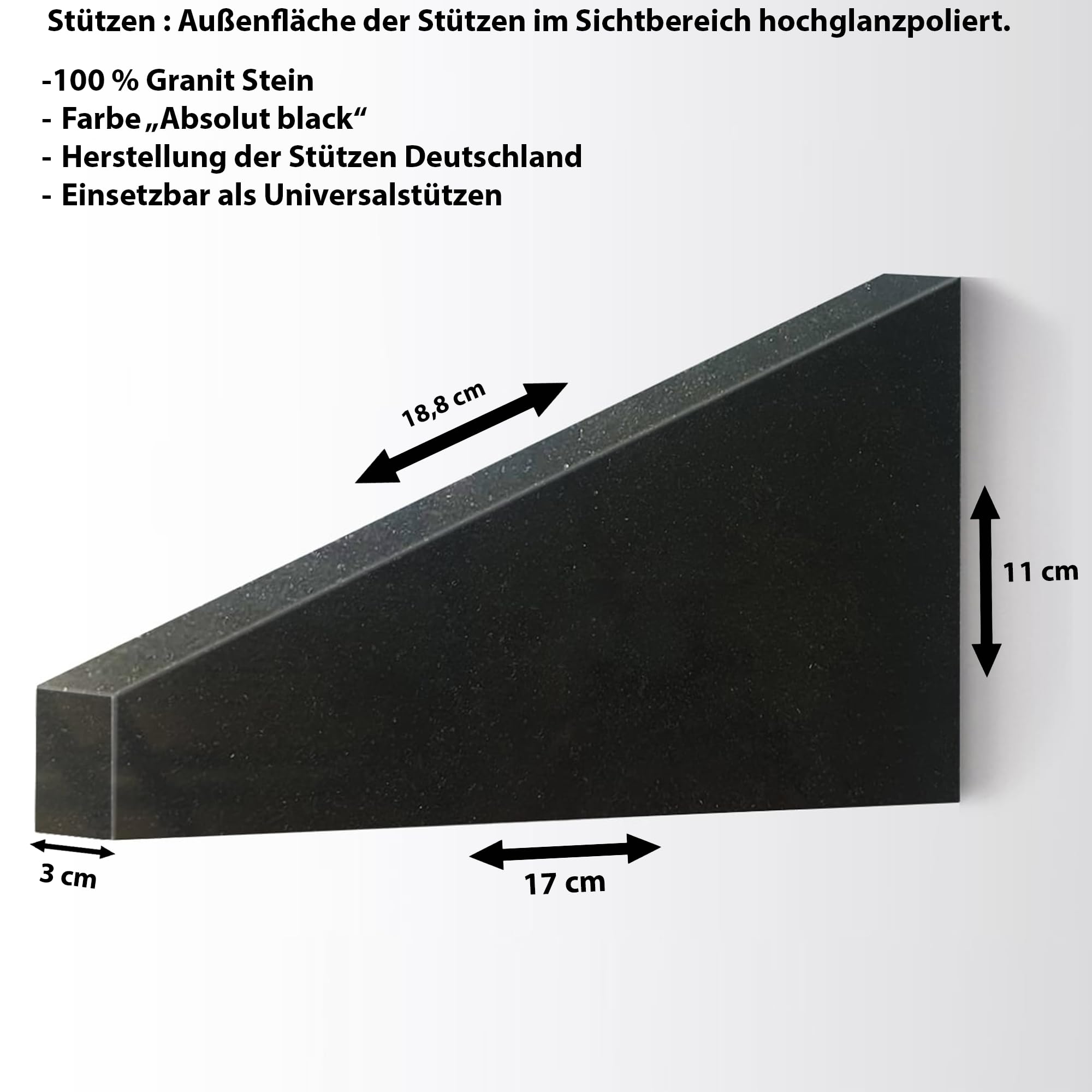 Granit Grabstein Urnenliegestein mit Stützen Motiv Angler Y18, 60x30cm
