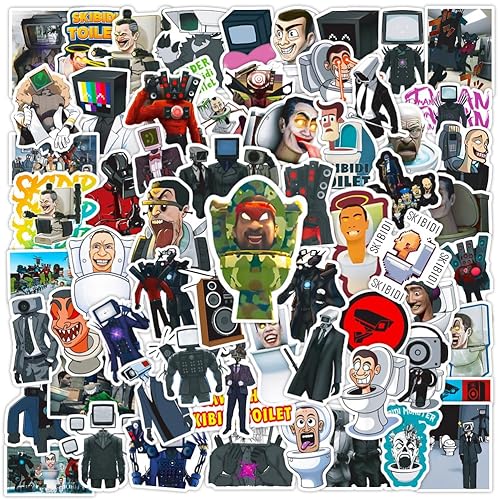 Miniatura 1 de Skibidi - Paquete de 100 calcomanías de juego caliente, paquete de calcomanías para niños, lindos personajes de dibujos animados, calcomanías de