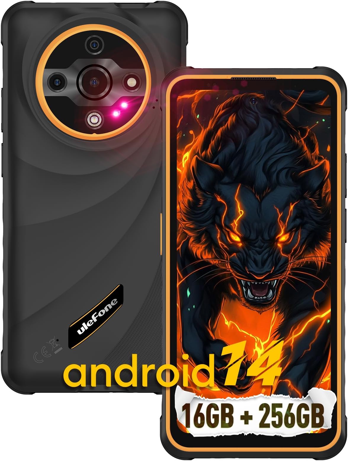 UlefoneArmor X31 Pro 5G Rugged Phone Unlocked, 16GB+256GB MTK Dimensity 6300 Android 15, 64MP+25MP Main Camera, 6050mAh, 6.56" 120Hz Corning Gorilla Screen, IP68/69K Waterproof, Widevine L1 - Orange