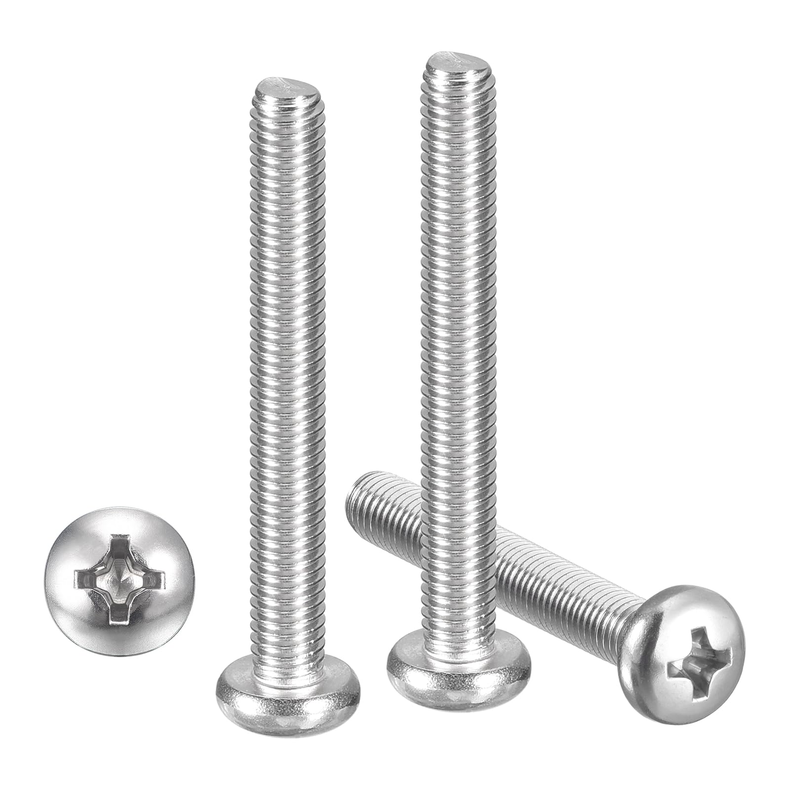 METALLIXITY Phillips Pan Head Machine Bolts (M5-0.8x40) 50Pcs, 304 Stainless Steel Pan Head Mounting Screws - for Household Equipment Machinery DIY Fasten, Silver Color