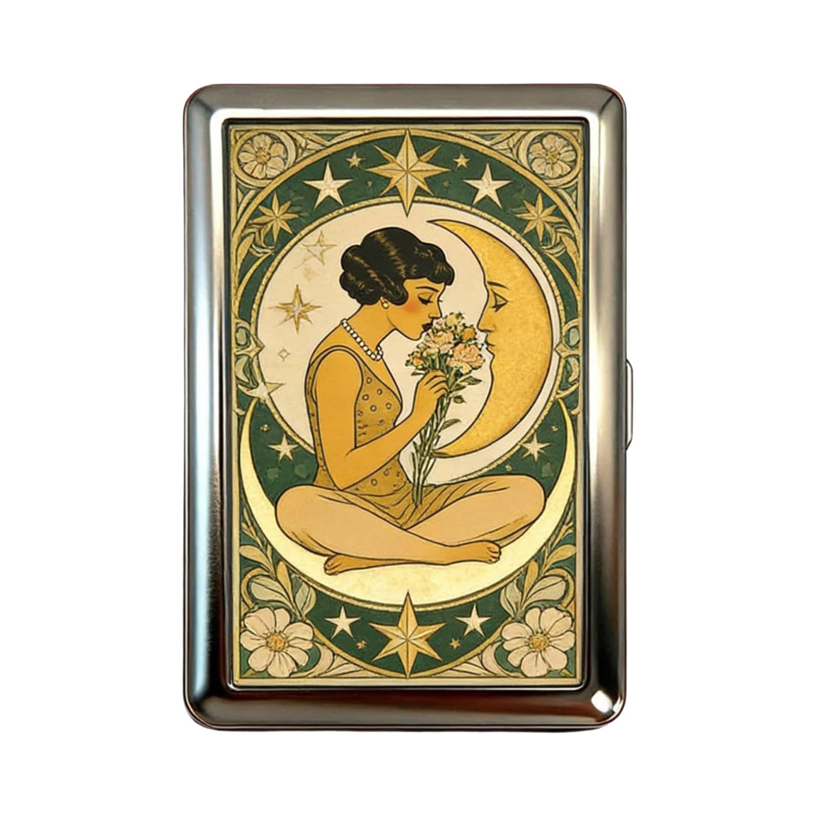 Zwwaazhf Sitting Person Practical Metal Card Organizers With Delicate Art Design Traditional Art Storage Case For Secure Storage Metal Cash Box