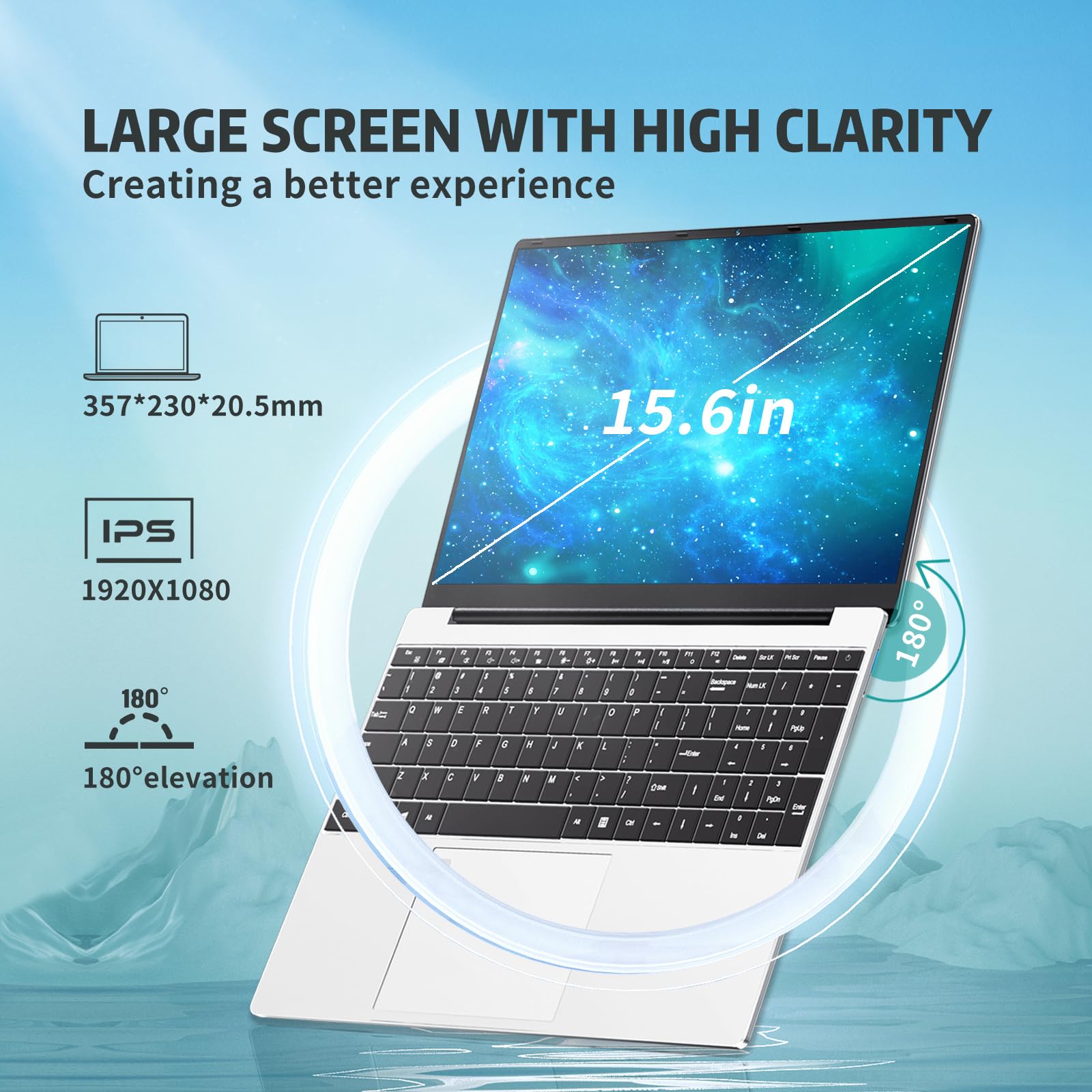 PC Portatile 15,6 pollici, notebook 16 GB RAM 512 GB SSD, laptop Celeron N95 FHD 1080P, notebook WiFi dual-band Touch ID, con mini HDMI, 2xUSB 3.0, laptop con tastiera retroilluminata full size