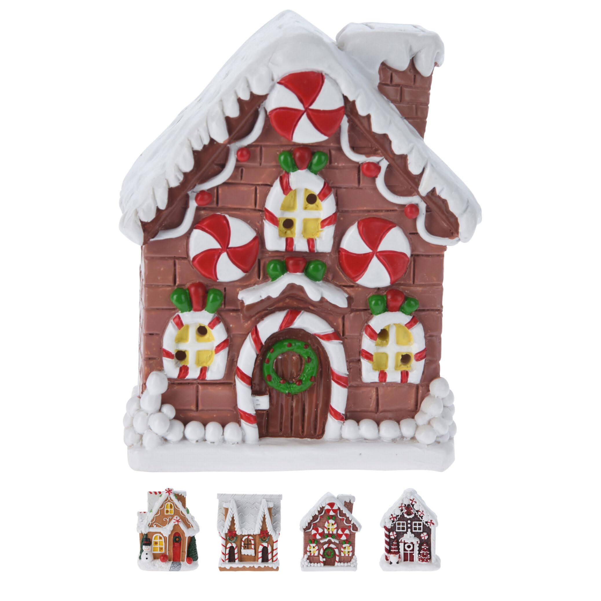Carousel Home Colour Varies Gingerbread Led Christmas House | Cookie House Ornament Festive Light-Up Decoration | Light Up Christmas Village House Ornament - 10Cm ~ Design Varies One Supplied