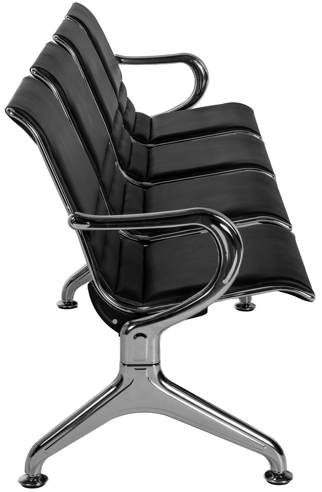 CLP Banc d'attente 4 Places Style aeroport Frankfurt, Banc d'entree avec Dossier, Coques ergonomiques Aspect Cuir, jusqu'a 150 kg par Siege | Couleur Noir