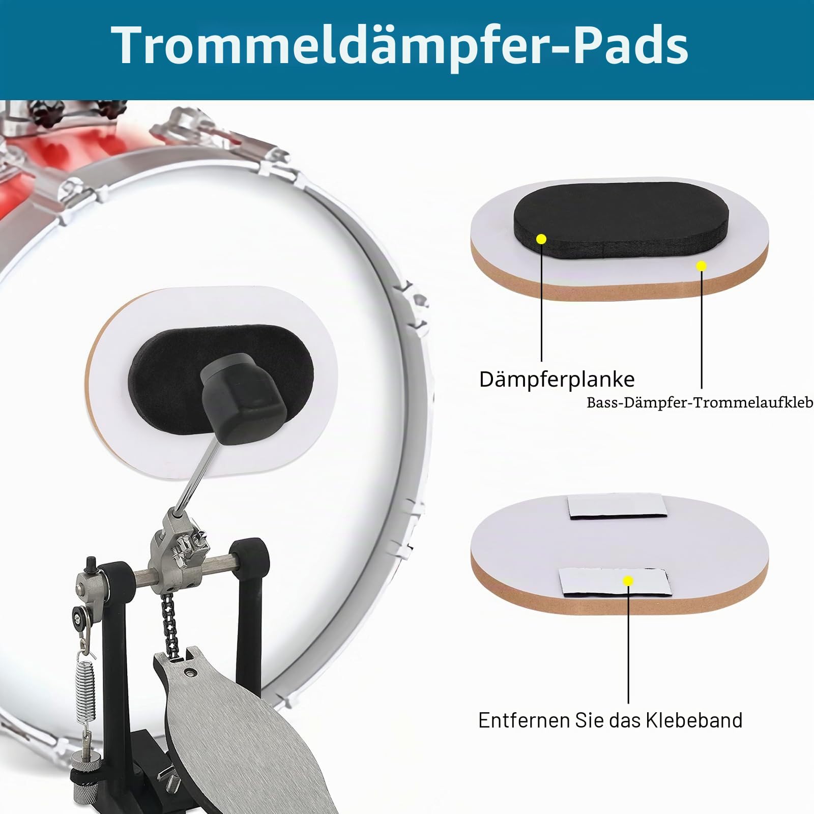 Drum Mute Pads 11 Stück mit Beckenpolster und Hi Hats Set Pad, Foam Drum Schalldämpfer Pads, passend für 25,4 cm, 30,5 cm, 35,6 cm, 40,6 cm