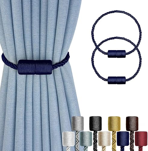 Paquete de 2 alzapaños magnéticos fuertes para cortinas para exteriores, alzapaños decorativos modernos, hechos a mano, sujetadores decorativos para