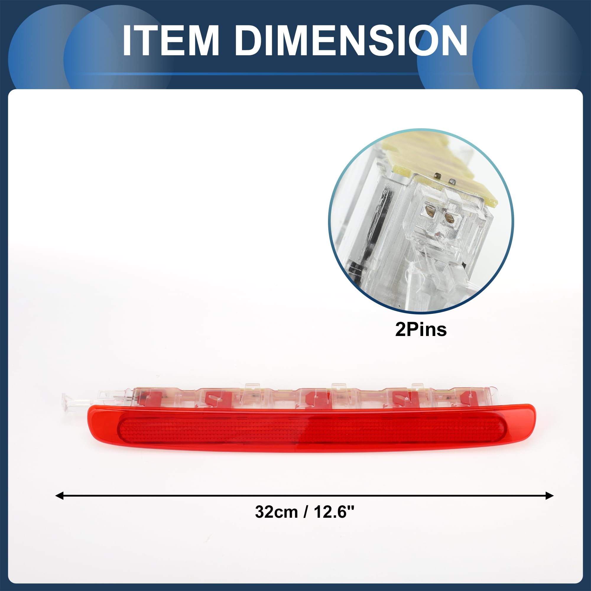 Tercera Luz De Freno Led Para Seat Altea Xl 5P 06-15 1 Pc | Para Seat Altea Freetrack-Type 5P 07-15, Para Seat Altea 5P Facelift 09-15, Rojo, Abs, 32X3Cm, Ip67, 12V, 2 Pines