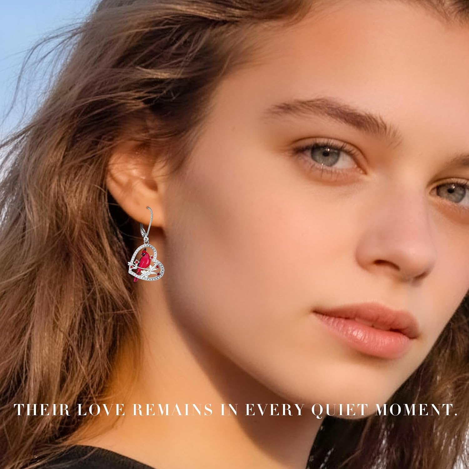 Red Cardinal Earrings for Women Dangle Sterling Silver 925 Cardinal Bird Earrings Cute Heart Cardinals Jewelry Remembrance Gifts